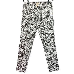 Michael Kors Pants Women’s Sz 2 Chocolate White Floral Stretch Comfort $110